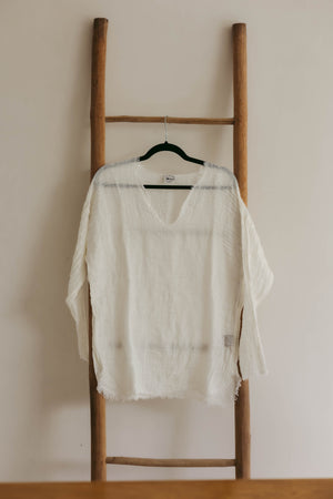 Loose fit, Raw linen V-neck  Shirt