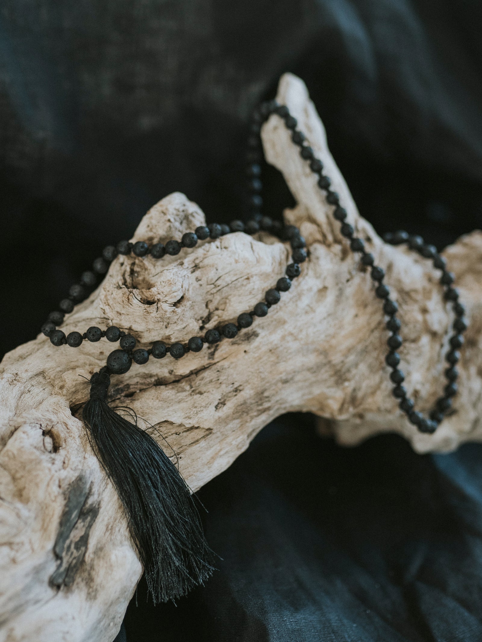 Mala beads necklace with Lava stone for Spiritual Protection