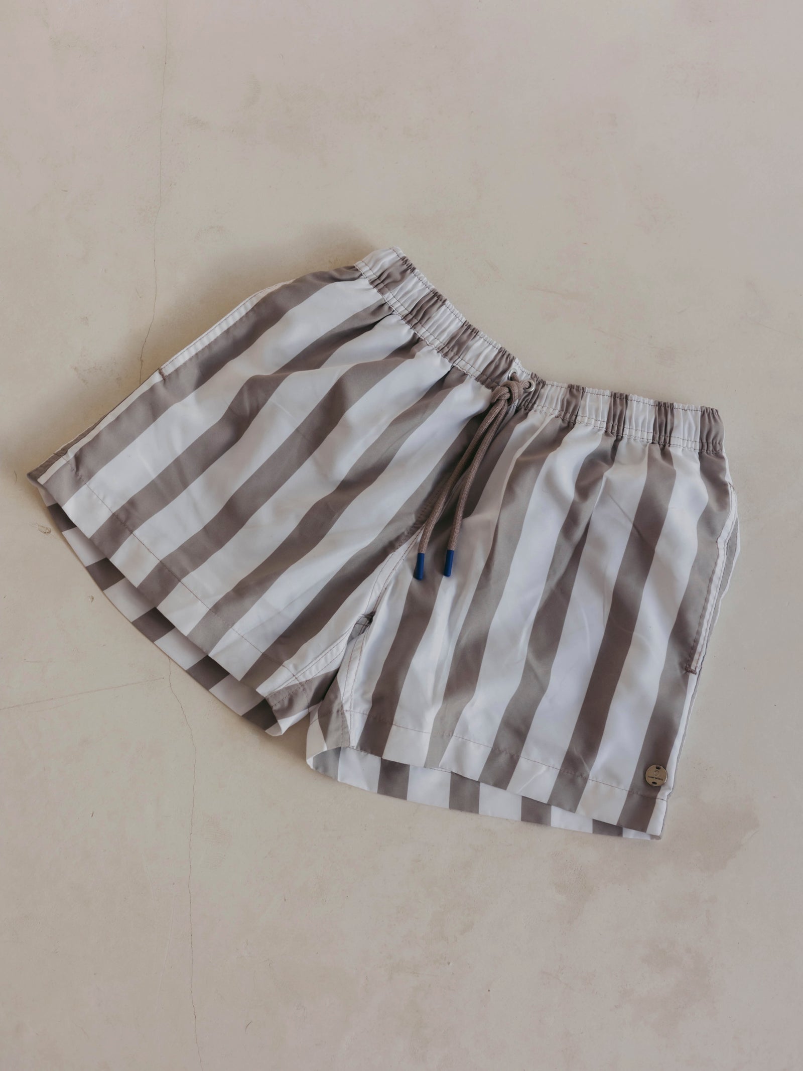 Swimsuit I White & Beige Stripes