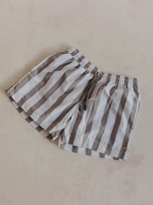 Swimsuit I White & Beige Stripes