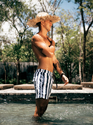 Swimsuit I White & Blue Stripes