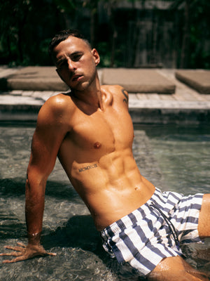 Swimsuit I White & Blue Stripes