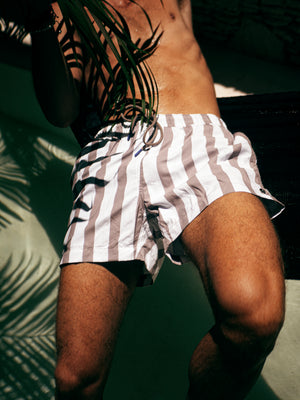 Swimsuit I White & Beige Stripes