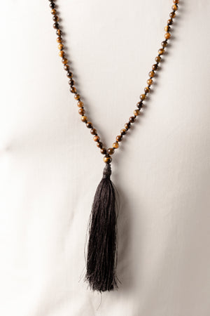 Mala beads necklace with Tiger's eye for Spiritual Protection & Healing