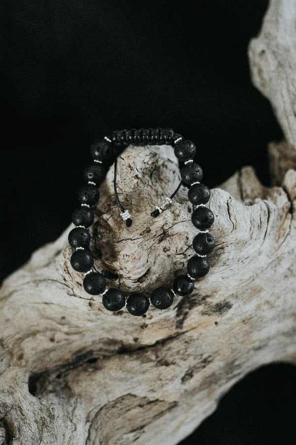 Spiritual Protection bracelet  - Lava stone & Silver