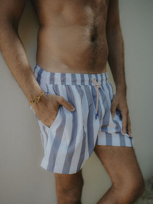 Swimsuit | White & Blue Stripes