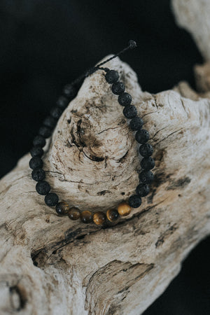 Tiger's eye, lava stone, protection bracelet