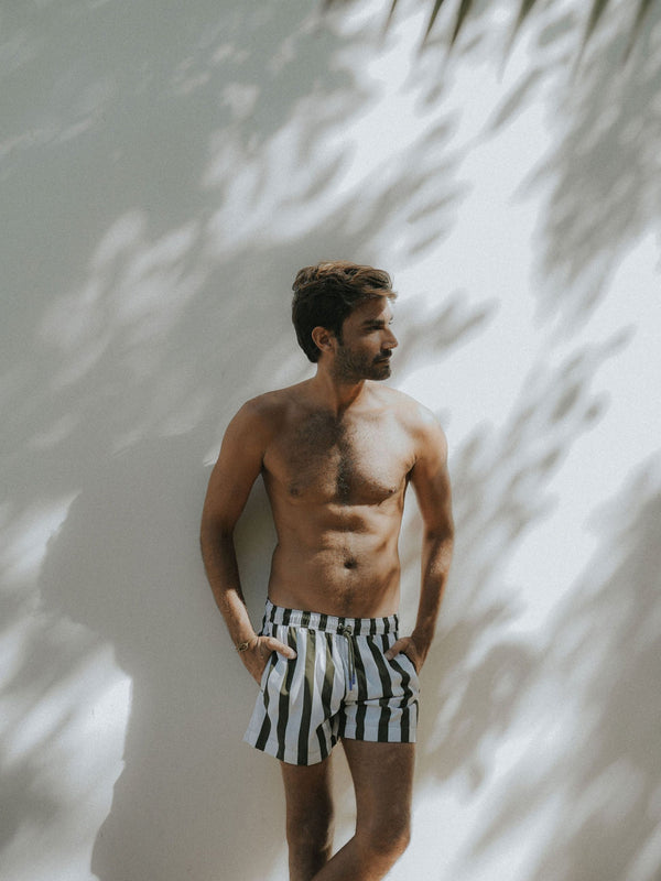 Swimsuit | White & Olive Stripes