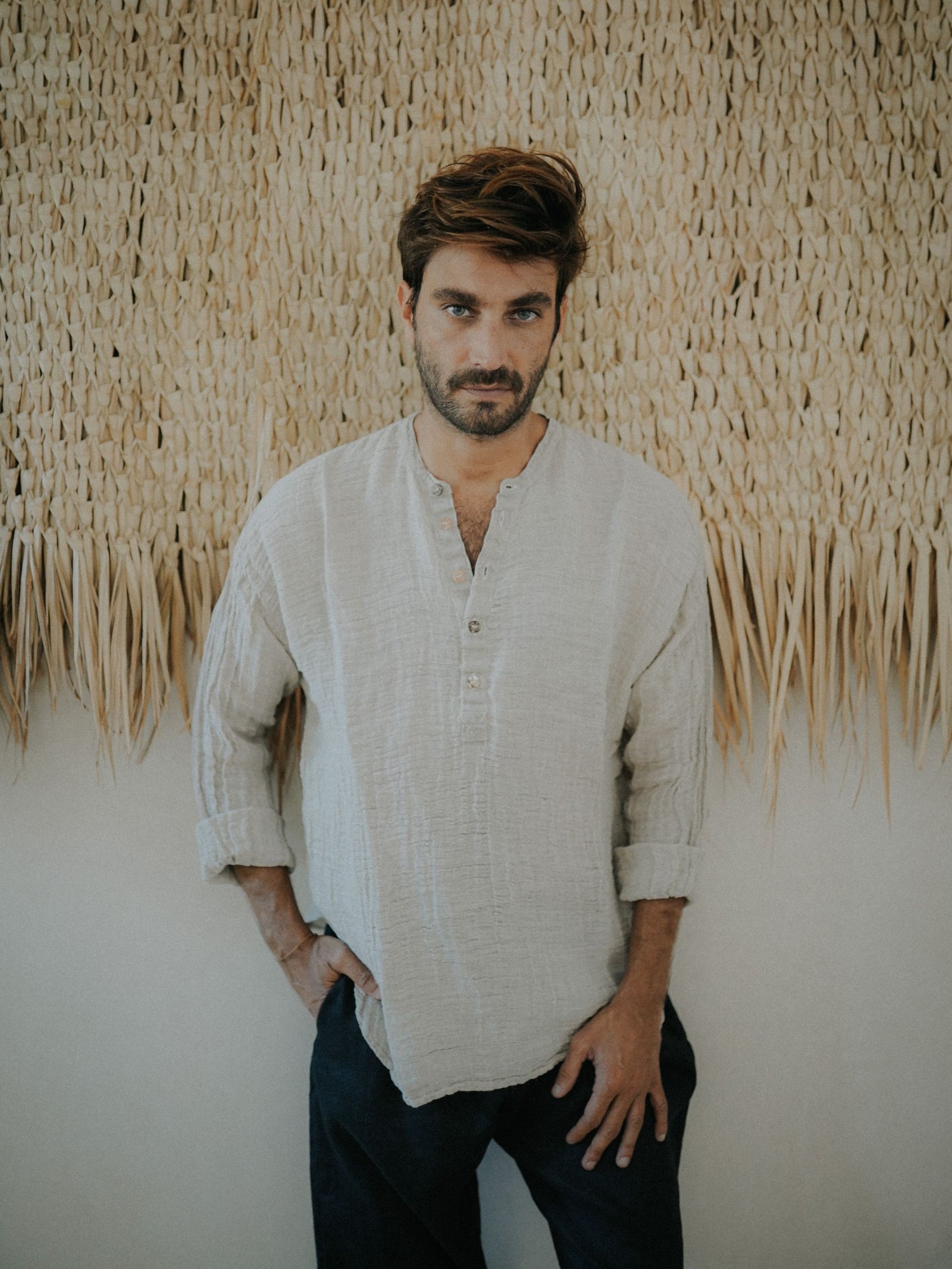 raw linen men shirt