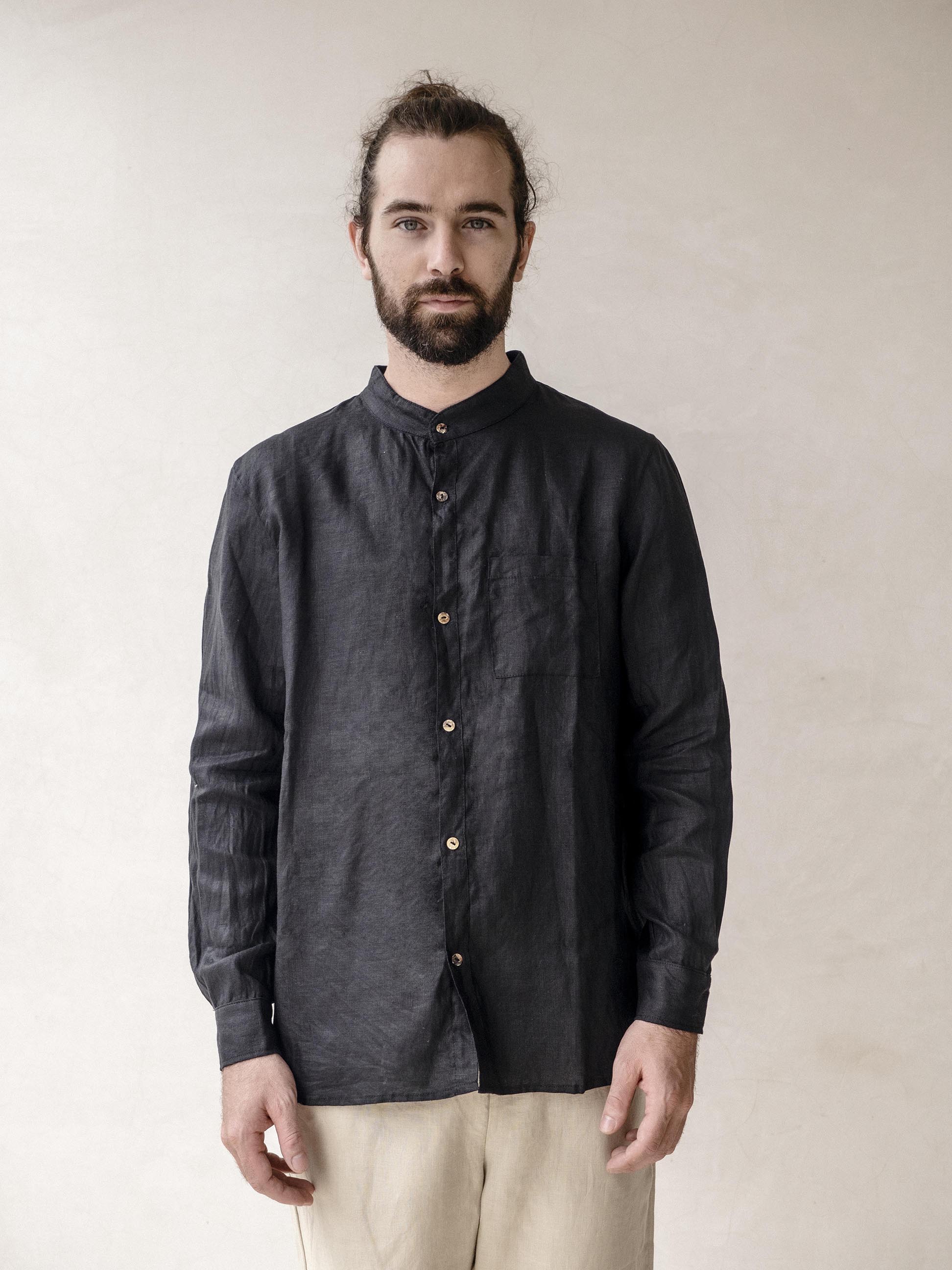mandarin collar dress shirt Men's Linen | KYOTO | In The Middle Baby Shower Gowns – making it ideal for DEPARTMENT: APPAREL Size:US 4-12