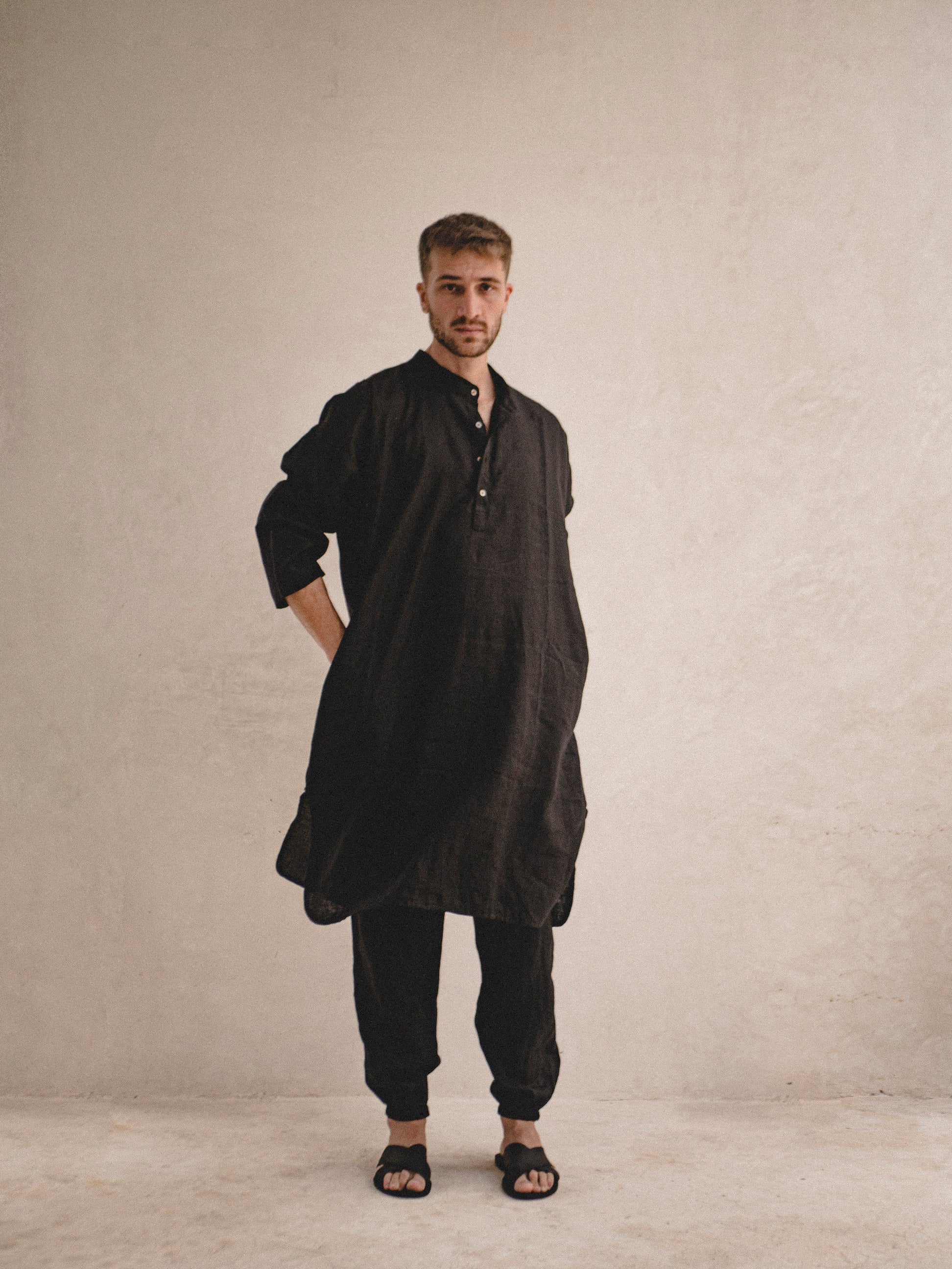 Men's Linen Long sleeve Tunic, kaftan, loungewear︱ - In the Middle Tulum