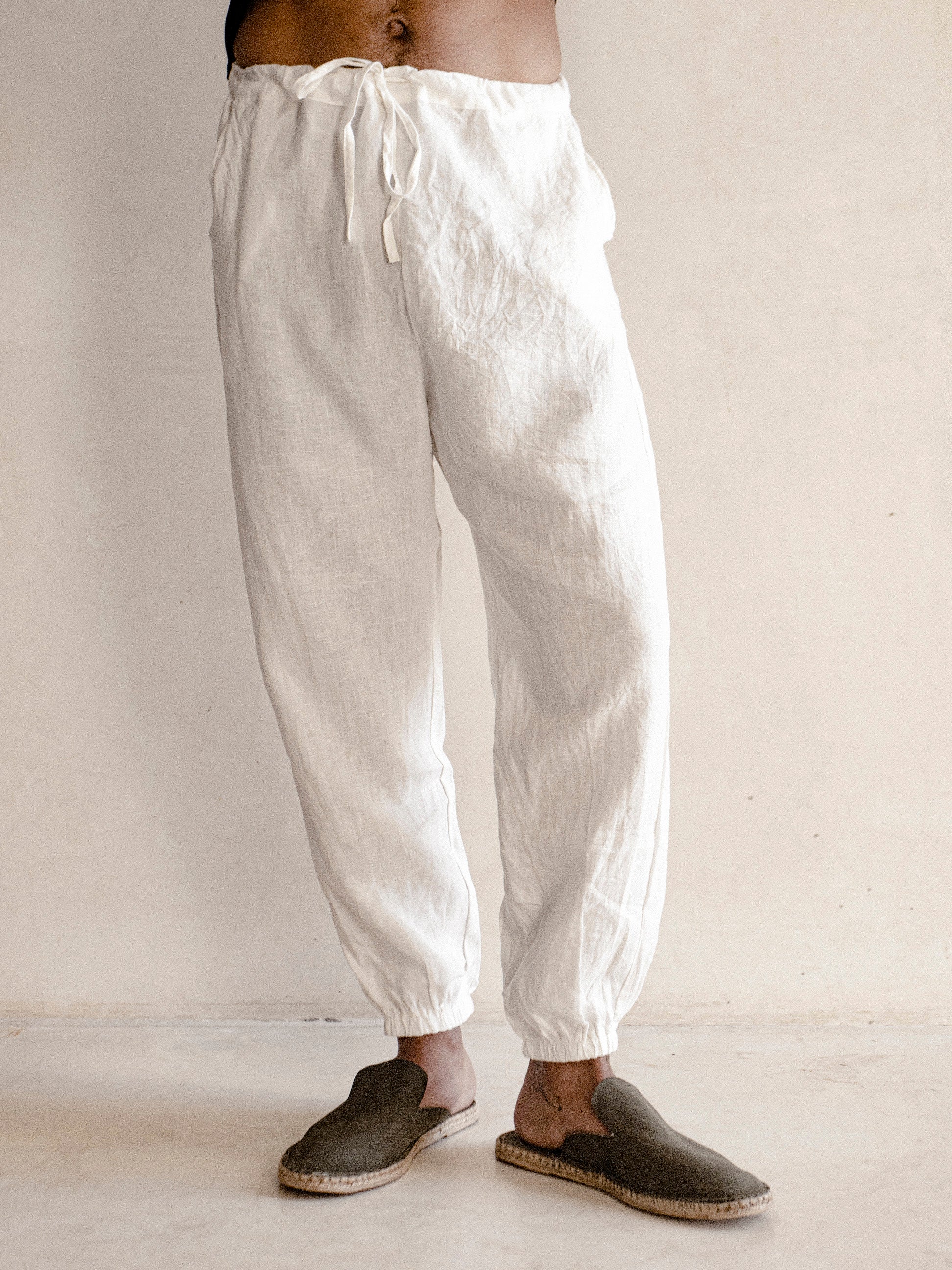 Men's linen joggers / drawstring pants with pockets ︱ - In the