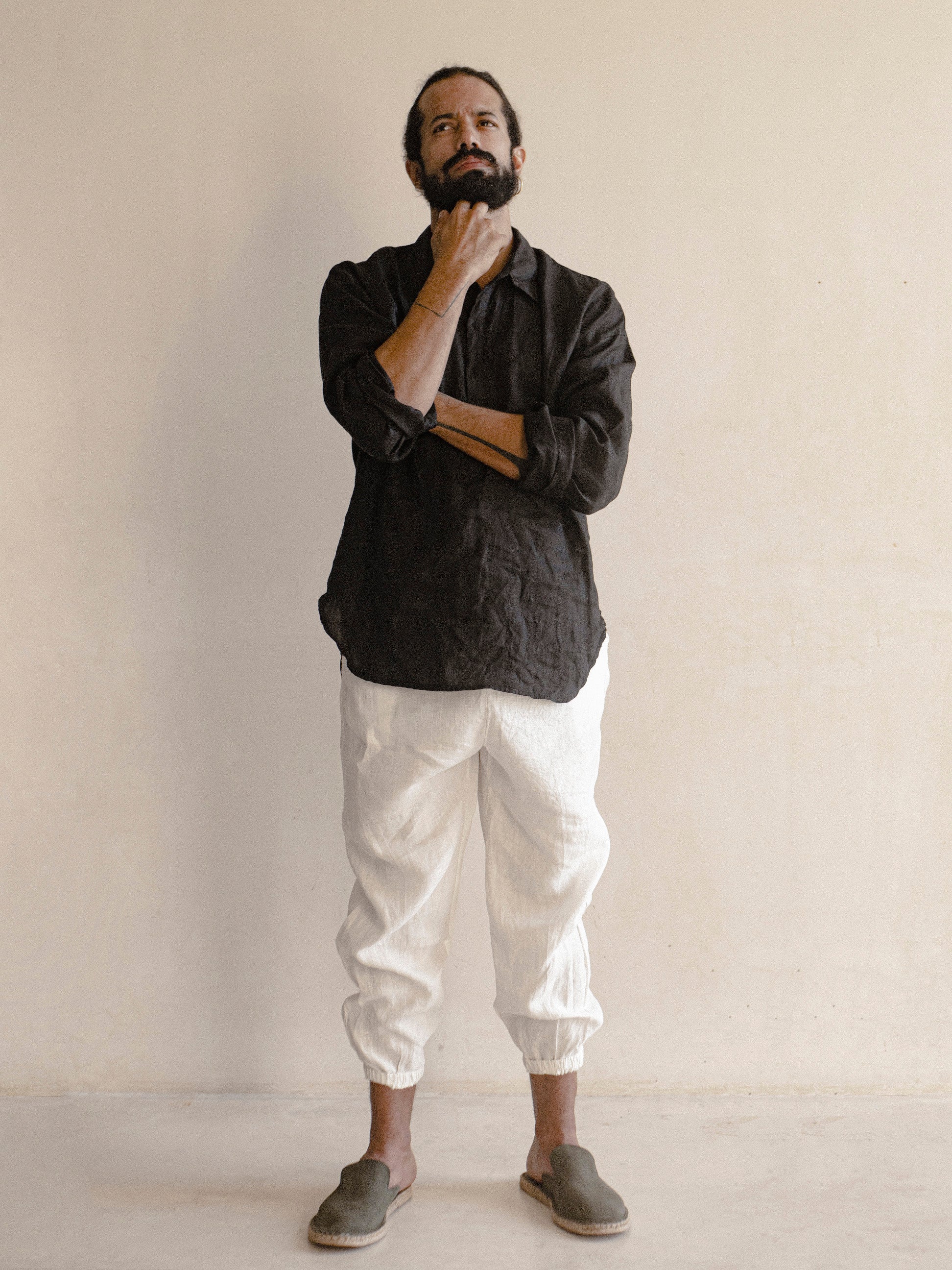 Men's Linen Joggers White : : Clothing & Accessories